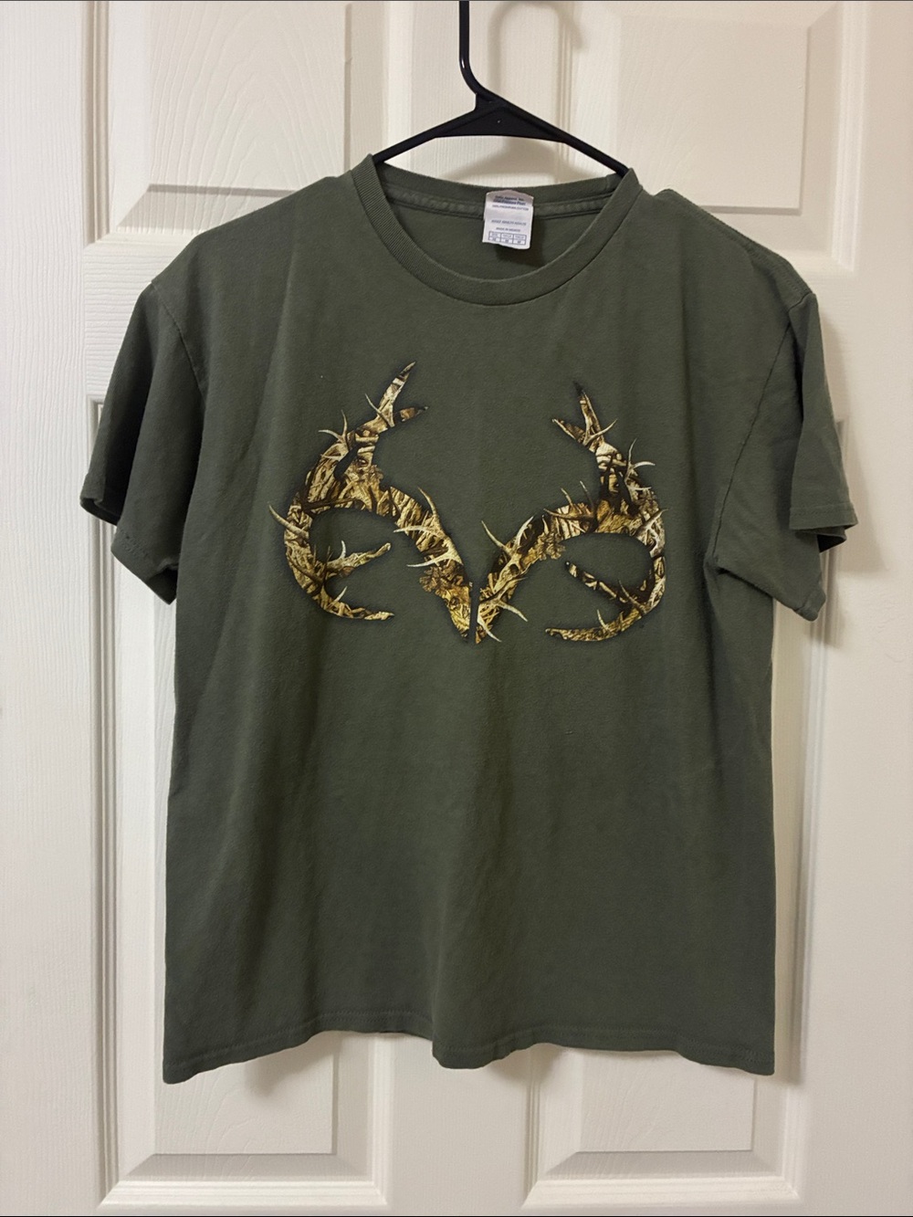 Delta Olive Short-Sleeve Tee with Gold Antler Graphic